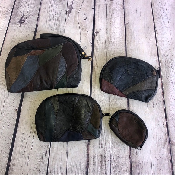 Set of 4 Leather Nesting Zipper Bags - Picture 2 of 3